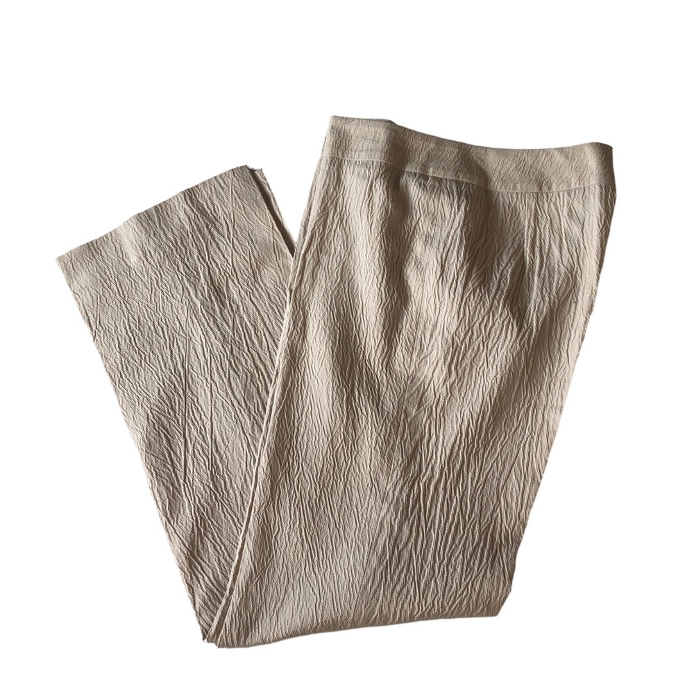 Escada Ivory/Cream High Rise Textured Wide Leg Dress Trousers